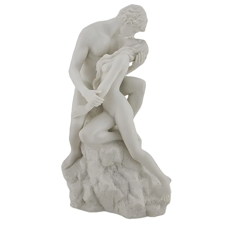 Resin imitation marble color nude sculpture couple statue