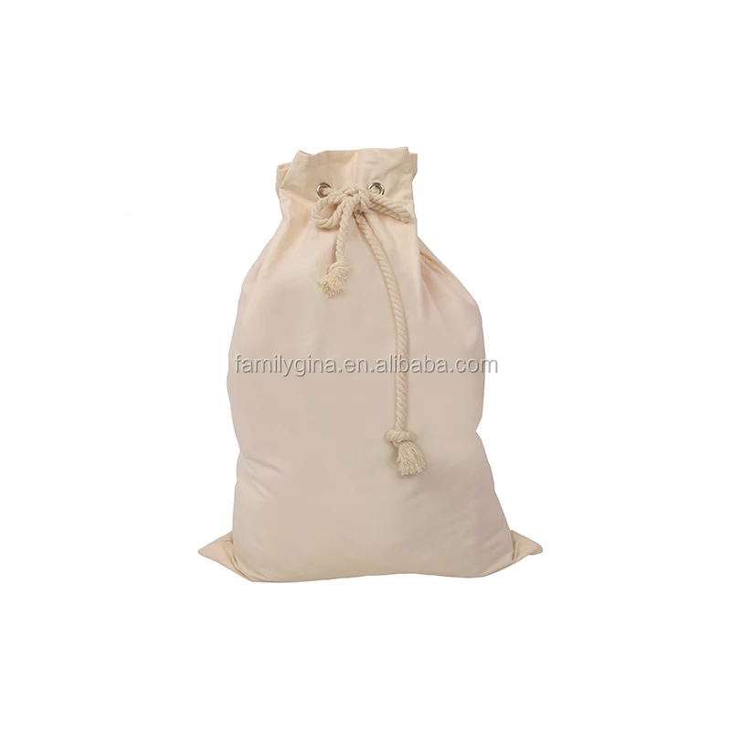 Christmas Gift Bag Decor Custom Blank Cotton Canvas Solid Color Drawstring Santa Sack