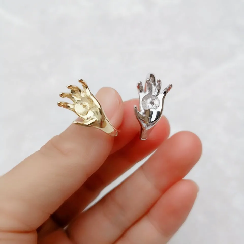 SSR338 Hand Shapes Ring 925 Sterling Silver Ladies Pearl Ring Bases