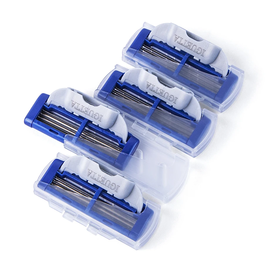  Четыре лезвия для бритья Razor Blades не одноразовые Германия лезвие из нержавеющей стали бороды бритва 8 тонер-картриджи/блистер