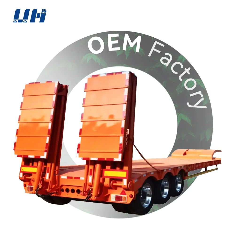 Construction Machinery Gooseneck Transportation Low Plate Semi Trailer Low Bed Trailer 3 4 5 Axis 16.5 M Length Truck Trailers