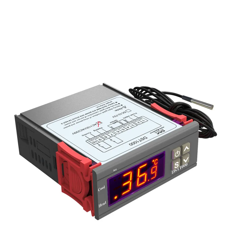 DST1000 Single Display Digital Temperature Controller Control Thermostat DS18B20 Sensor Waterproof AC 110-230V Replace STC-1000