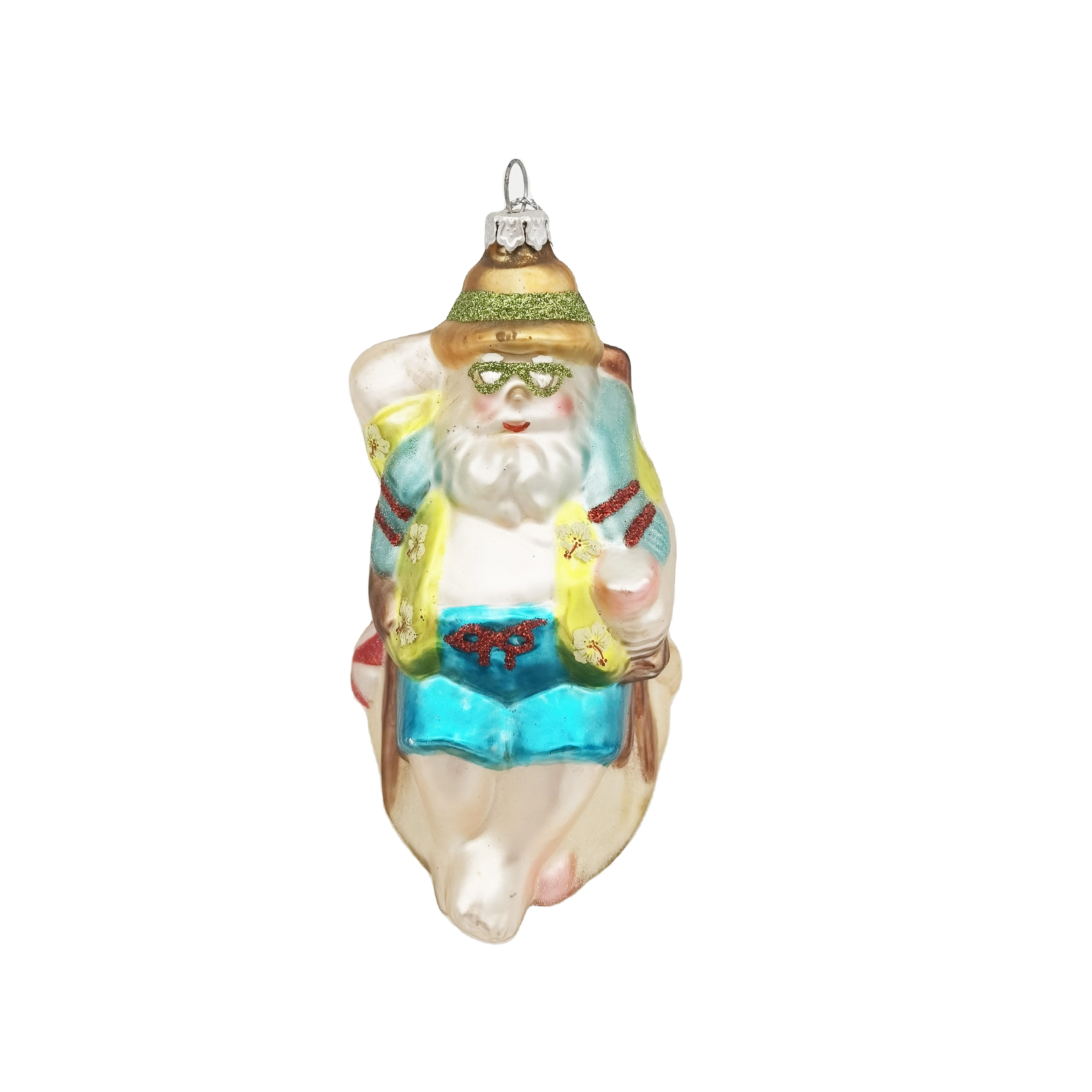 Custom Santa Play Guitar Under The Tree Hand Blown Glass Christmas Ornaments Handpainted Xmas Glass Ornaments
