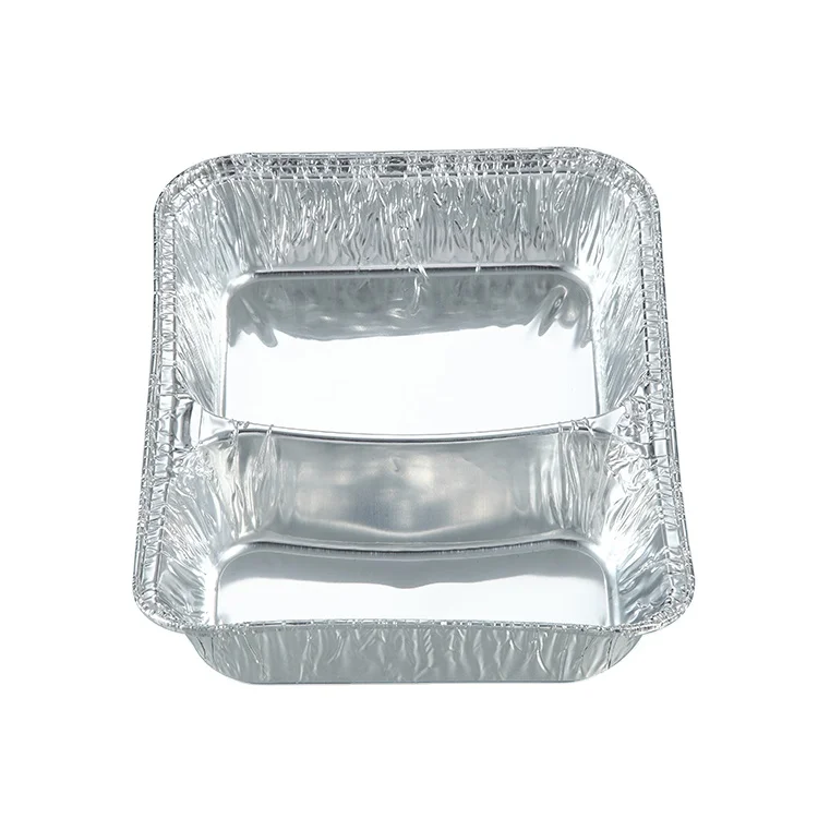 Disposable Aluminum Foil 2 Compartment Dinner Trays With Board Lid Aluminum Foil Food Container