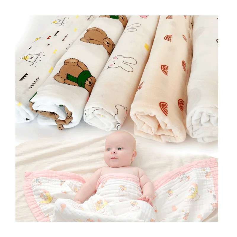 New Arrival Top Quality 100% Cotton Plain Weave Double Layer Use Printed Gauze Fabric For Baby Blanket