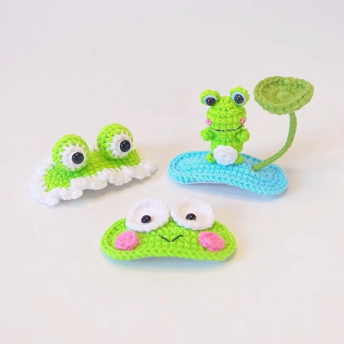 Crochet Rain Frog Cute Wool Clip Animal Handmade Hand Woven Children S Hair Clip
