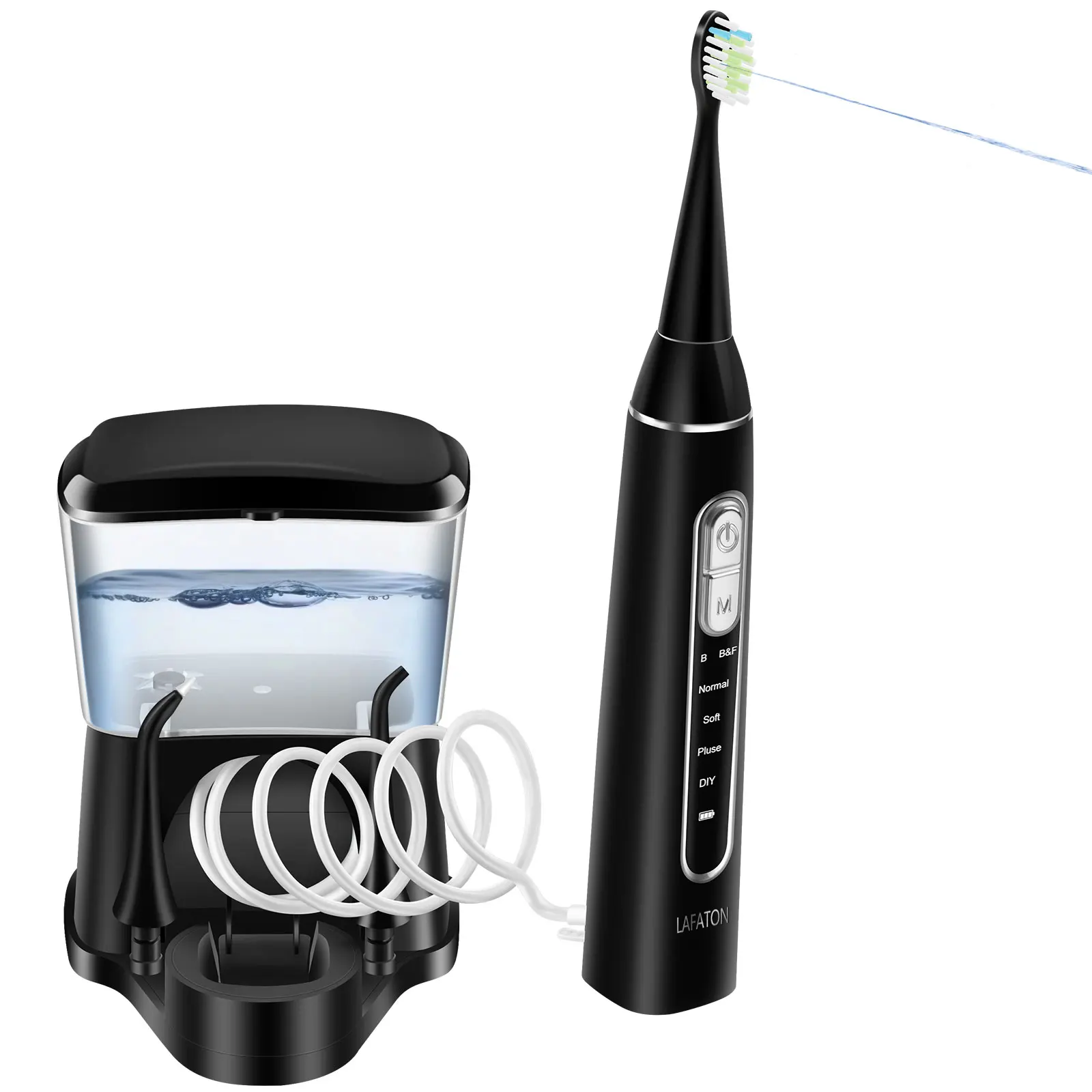 2 in 1 teeth cleaner oral irrigator electric toothbrush combo, brush and floss at same time