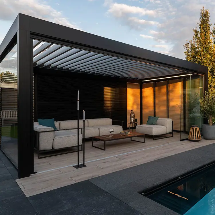 Youya Outdoor Pergola Motorized Aluminum Louver Roof System Gazebo Custom Size European style Luxury Pergola