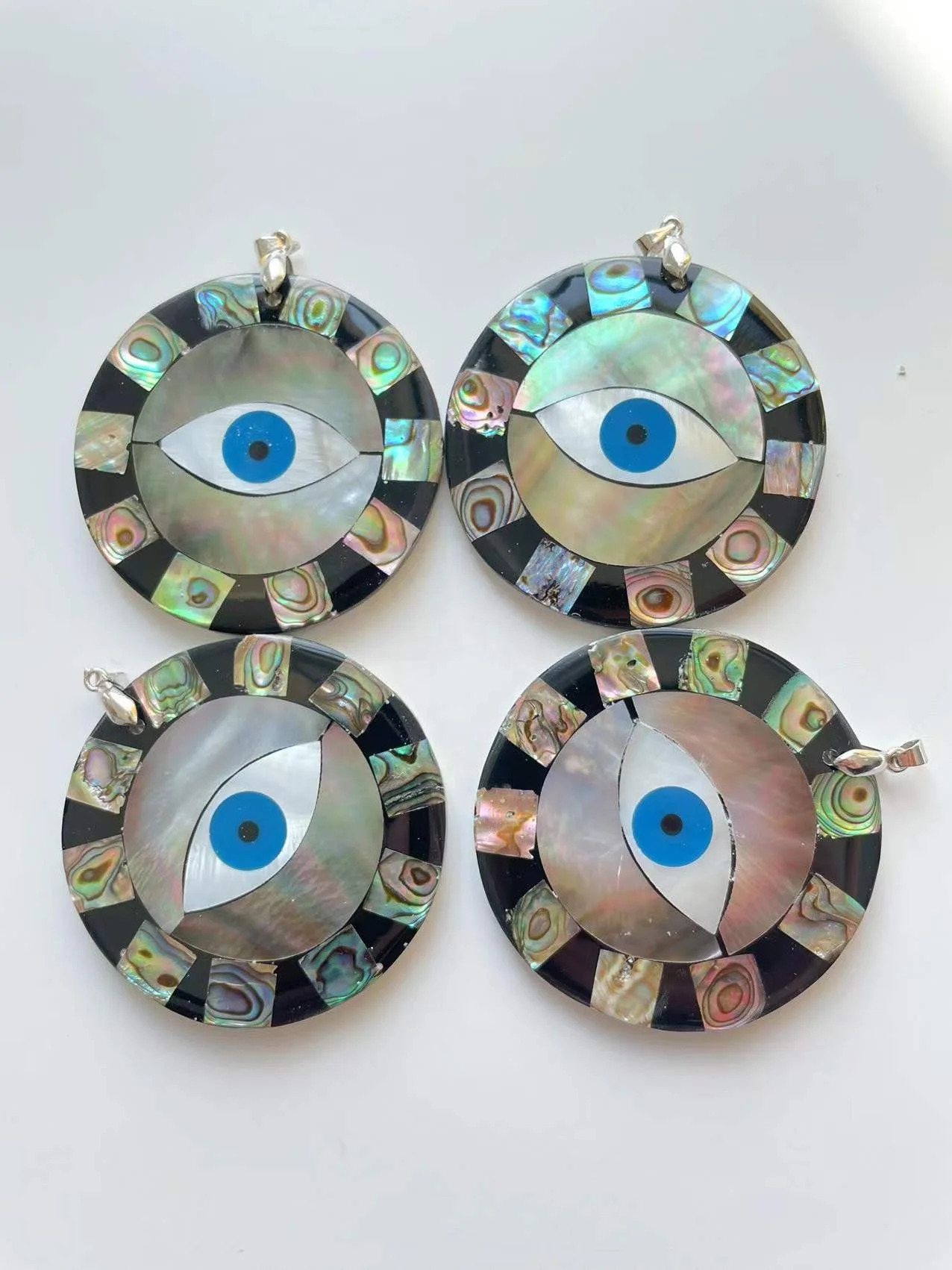 Hot sale natural stone shell evil eyes pendant for Jewelry DIY