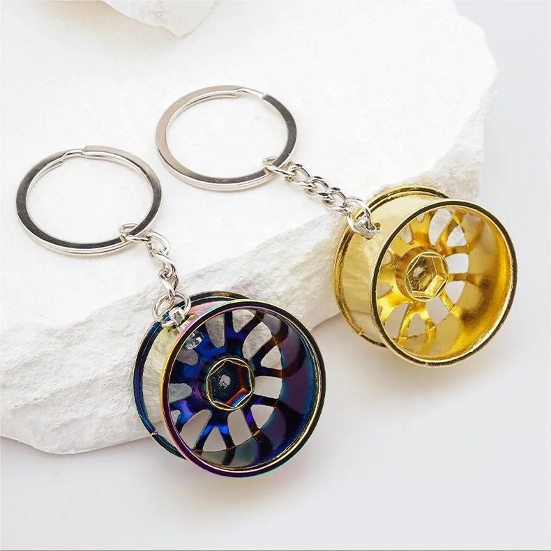 Custom Zinc Alloy Car Wheel Hub Keychain Pendant Waist Hanging Keychain