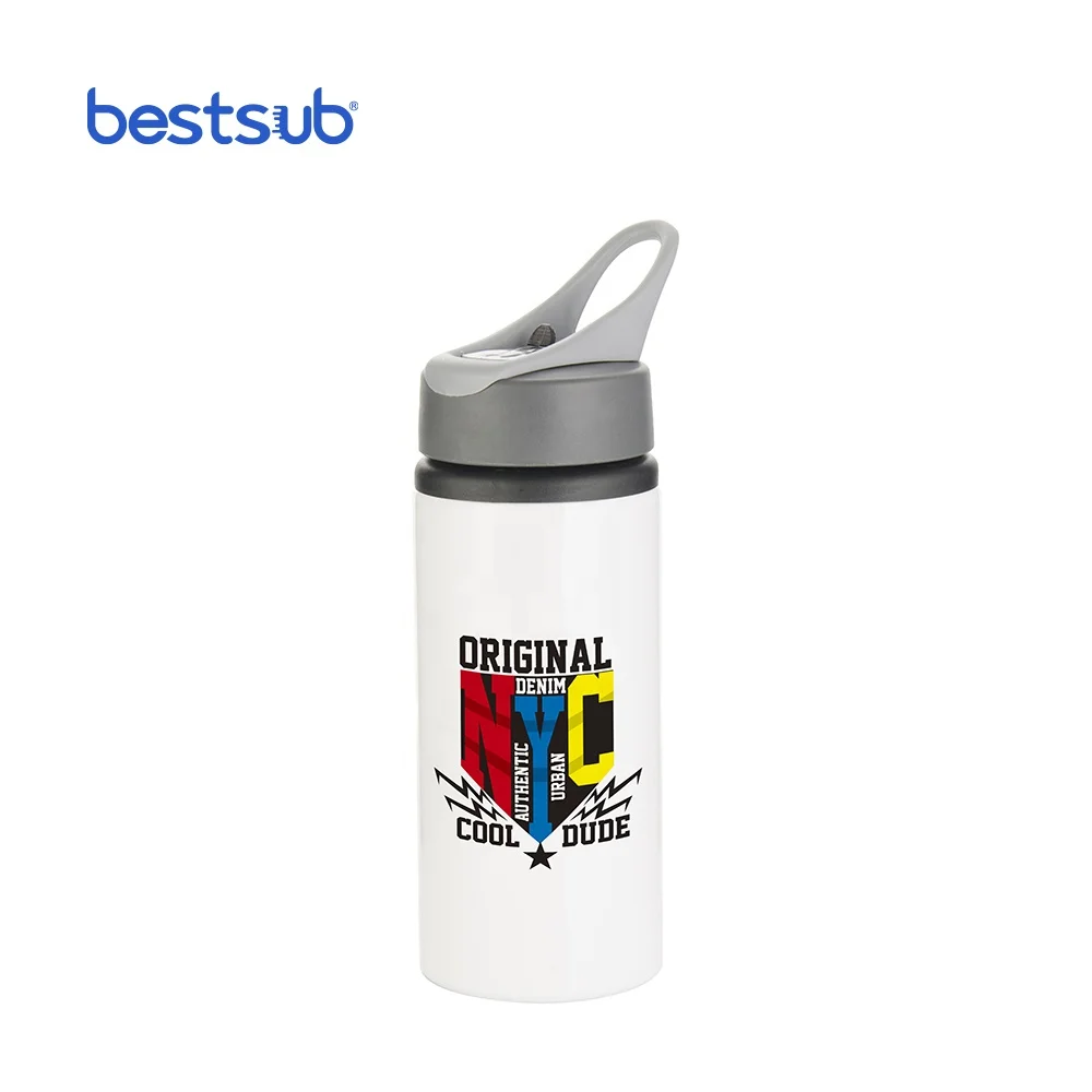 Wholesale Custom Sublimation blanks 22oz 650ml  Sports Aluminum Travel Water Bottles with Handle White BLH6-W