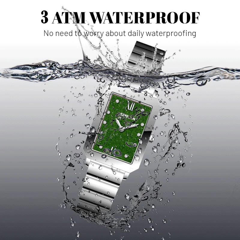 Popular Fashion Designer Square Steel Ladies Watch Custom Logo Luxury Elegant Silver Green Quartz Women Watch Reloj Mujeres