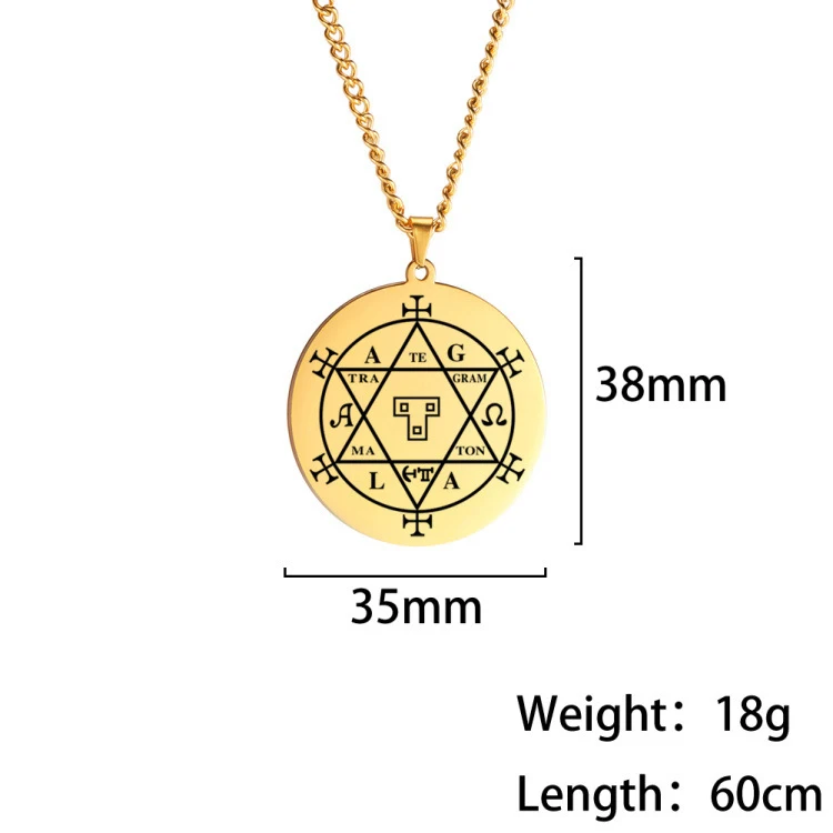 New Styles  Witchcraft Hexagram of Solomon Goetia Necklace Amulet Pendants  Talisman Stainless Steel Jewelry