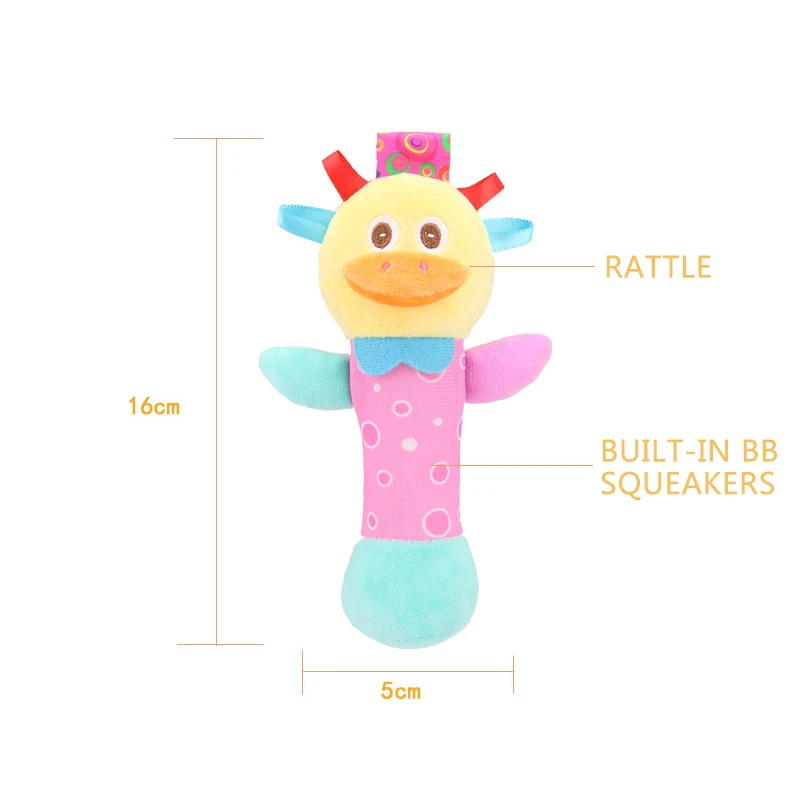 Newborn baby hand stick multifunctional cartoon animal hand holding stick with Bell BB stick E004