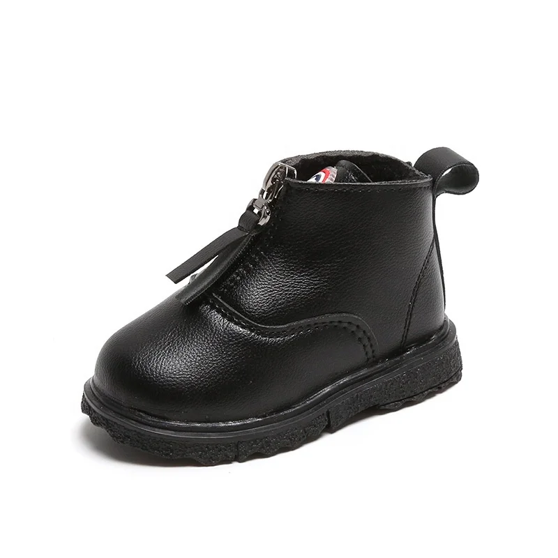 Trending Black Zipper Boys Shoes Toddler Girls Children Winter Boots For Kids
