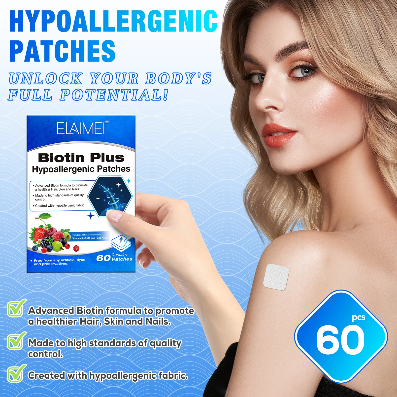 ELAIMEI Multivitamin Biotin B12 Iron Supplementation 60 Pieces best selling products 2024