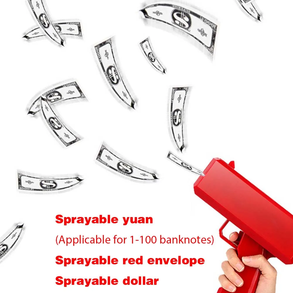 Gold Money Gun Make Cash Money Rain Dollar Bill Plastic Gun Box Shot Spread the Real Gold Money Gun Toy for Party