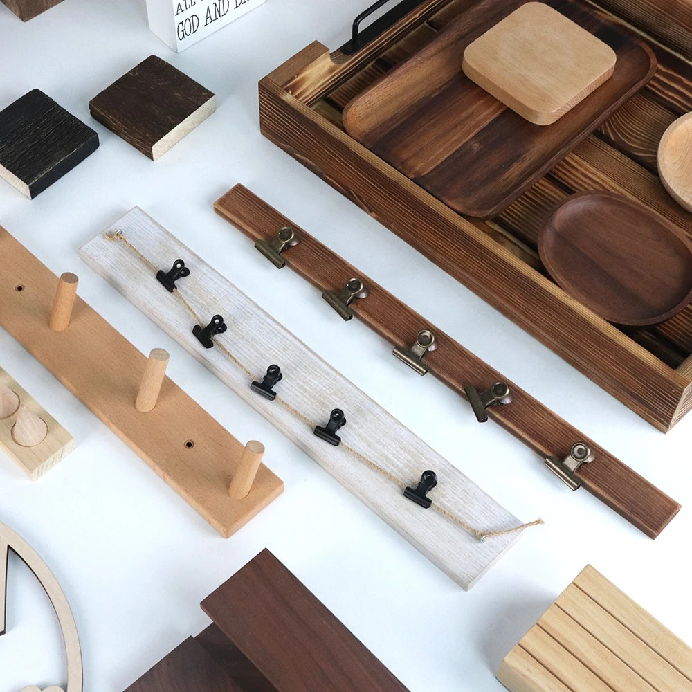 Handmade Wooden Photo Hanger Snapshots Wall Display with Mini Clothespins Polaroid Picture Frame