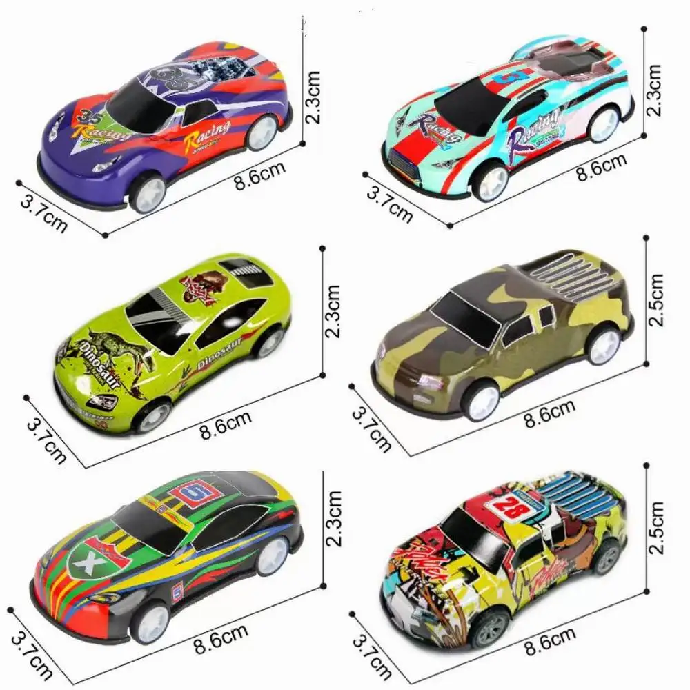 Kids Alloy Pull Back Car Toys Mini City Cartoon Inertia Racing Car Model Diecast Vehicle For Boys Girls Birthday Xmas Gift