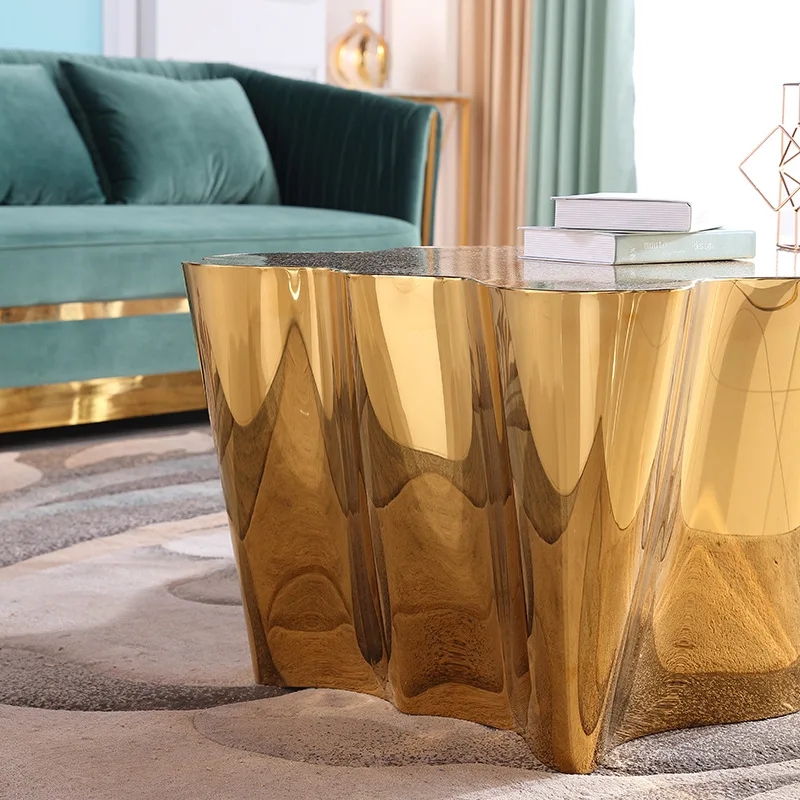 LN-1833 Unique laser tree special shape appearance gold finish 1M length coffee table decoration tea table for sitting room