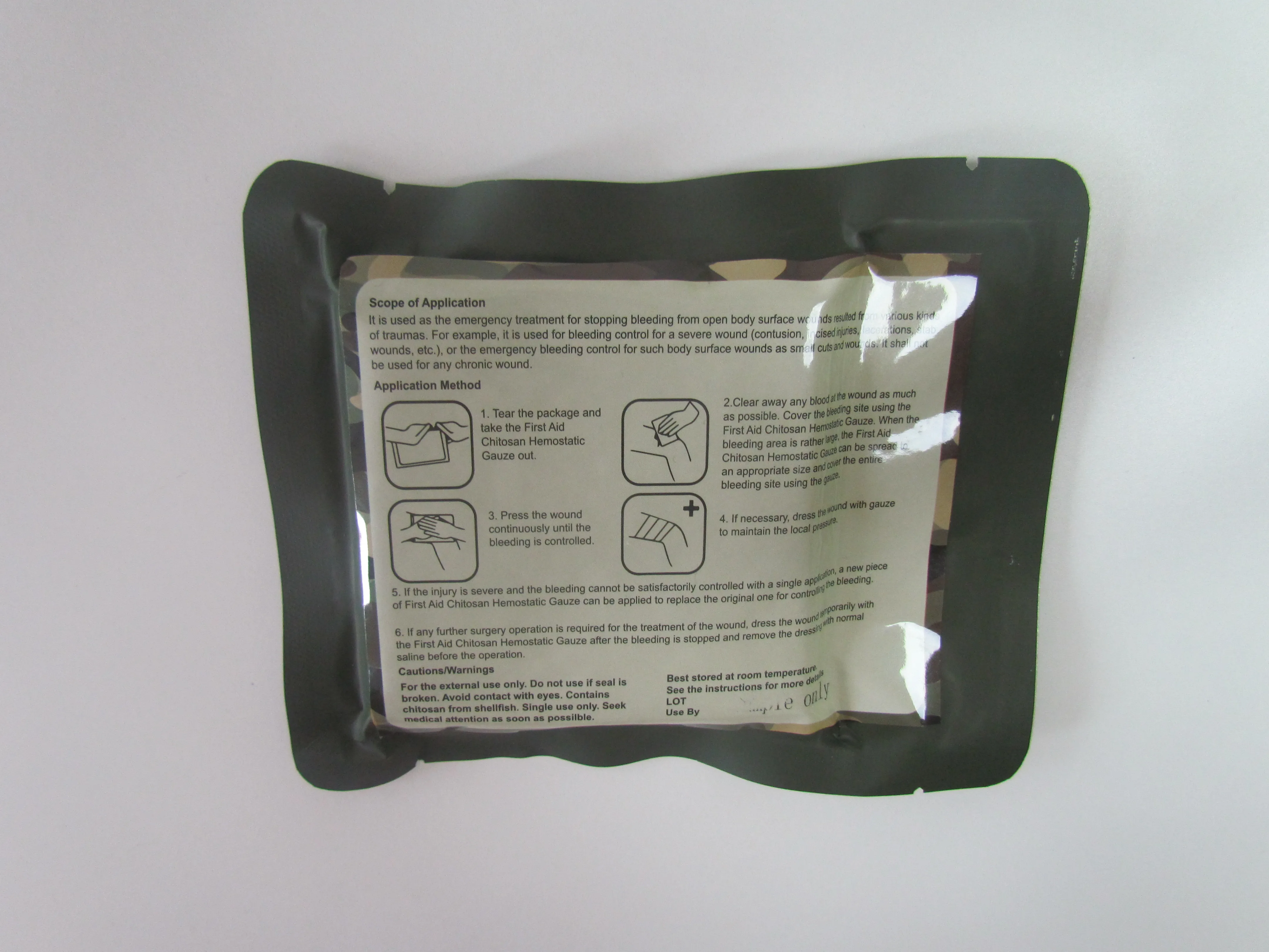 kaoline gemostatic x-ray gauze for emergency bleeding control