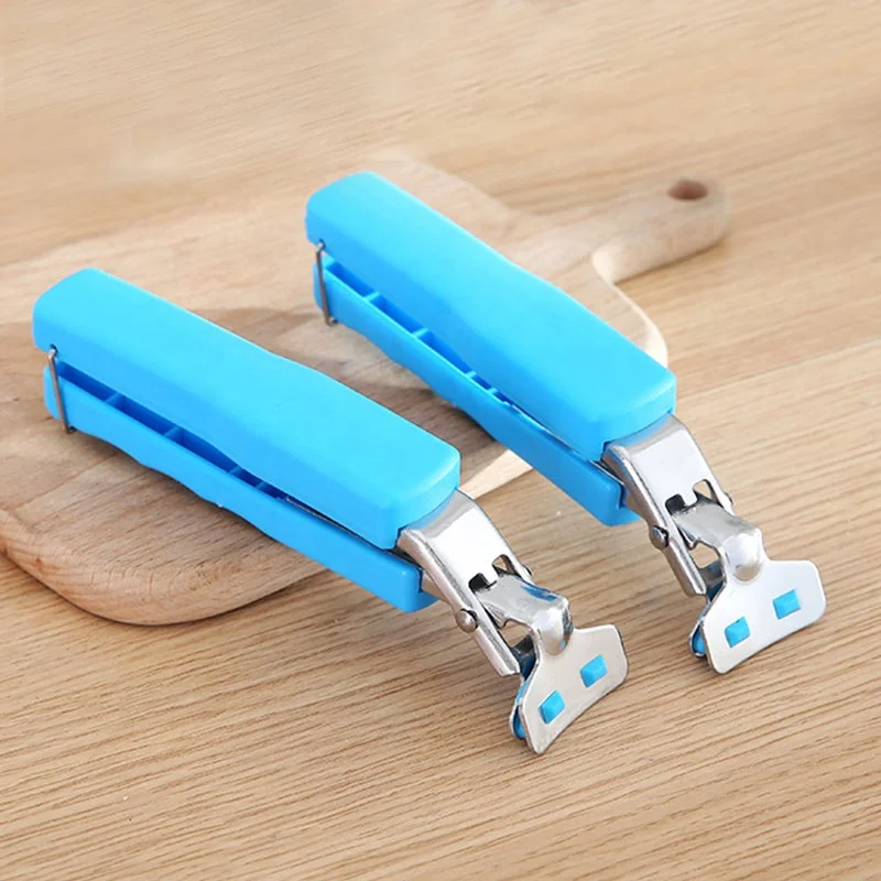 Small batch customization Hot Dish Retriever Tongs Pizza Pan Pot Pan Gripper Bowl Clip Silicone Handle Anti Skid Stainless Steel