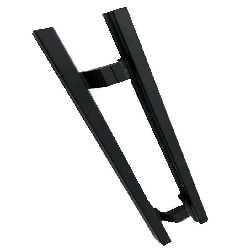 Customize heavy duty stainless steel frosted black glass door, wood door grab bar double door handle