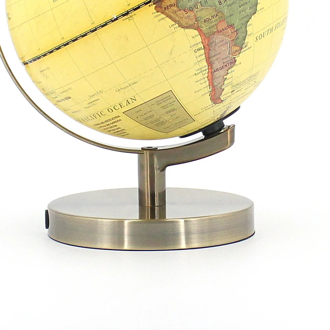 new design antique metal base rotation PVC world globe for home decoration