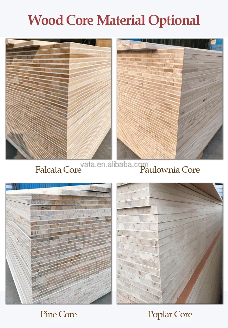 High Grade 18mm Gloss White or Grey Falcata/ Malacca Pine Pauiownia Core Melamine Block Board/Blockboard for Furniture