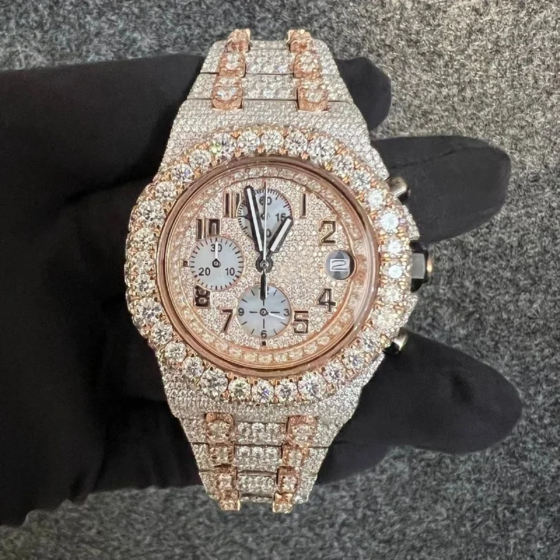Goldleaf Jewelry Hiphop Custom Watch Men Wrist Luxury Iced Out VVS Moissanite Diamond Mechanical Watches Women Moissanite Watch