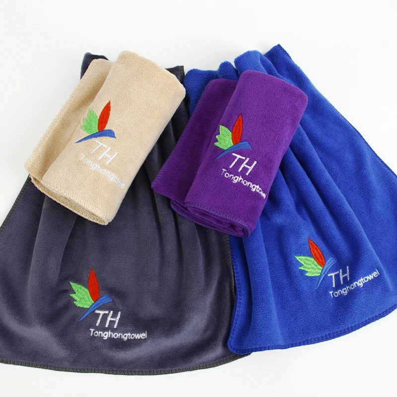 Embroidered towels Factory wholesale polyester towel cheap price Professional personalized logo Bathroom/hotel/hair salon/gym