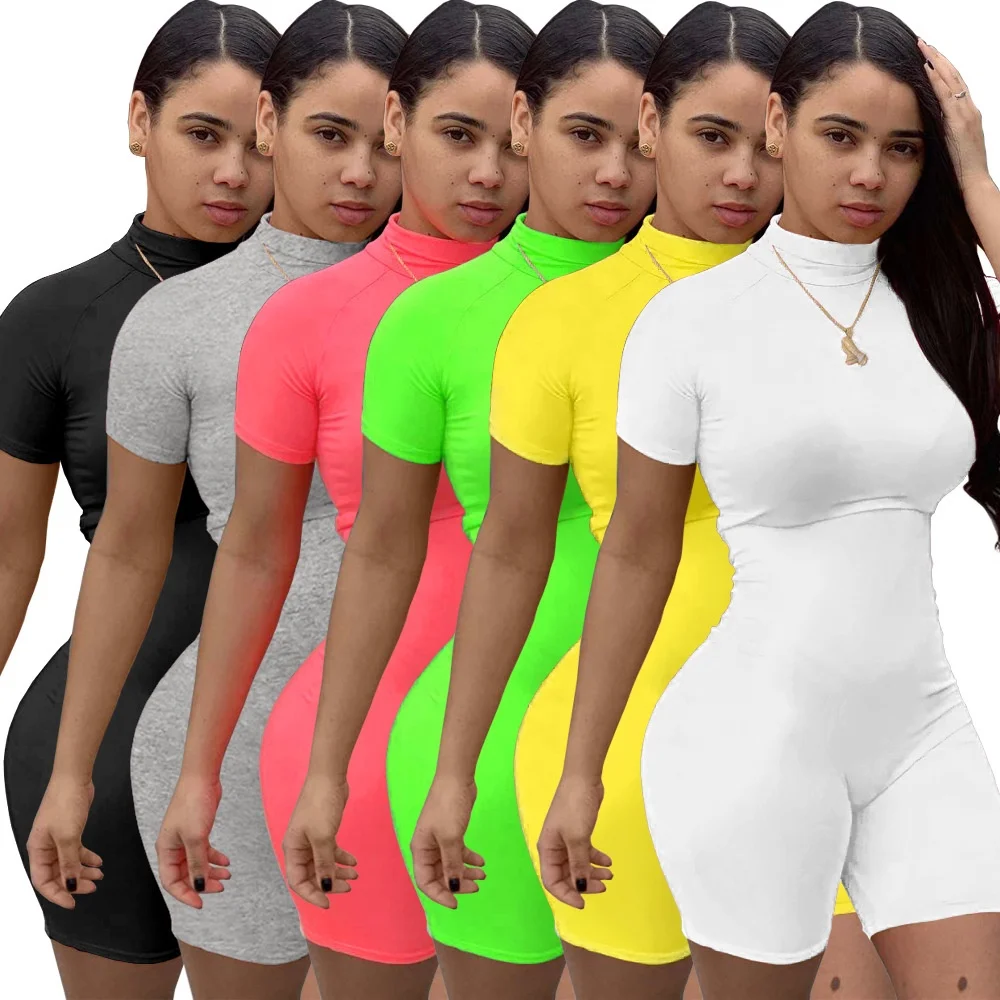 Wholesale Summer New Short Sport Jumpsuit Custom Jump Suit Basic Bodysuits Women One Piece Jumpsuits and Rompers