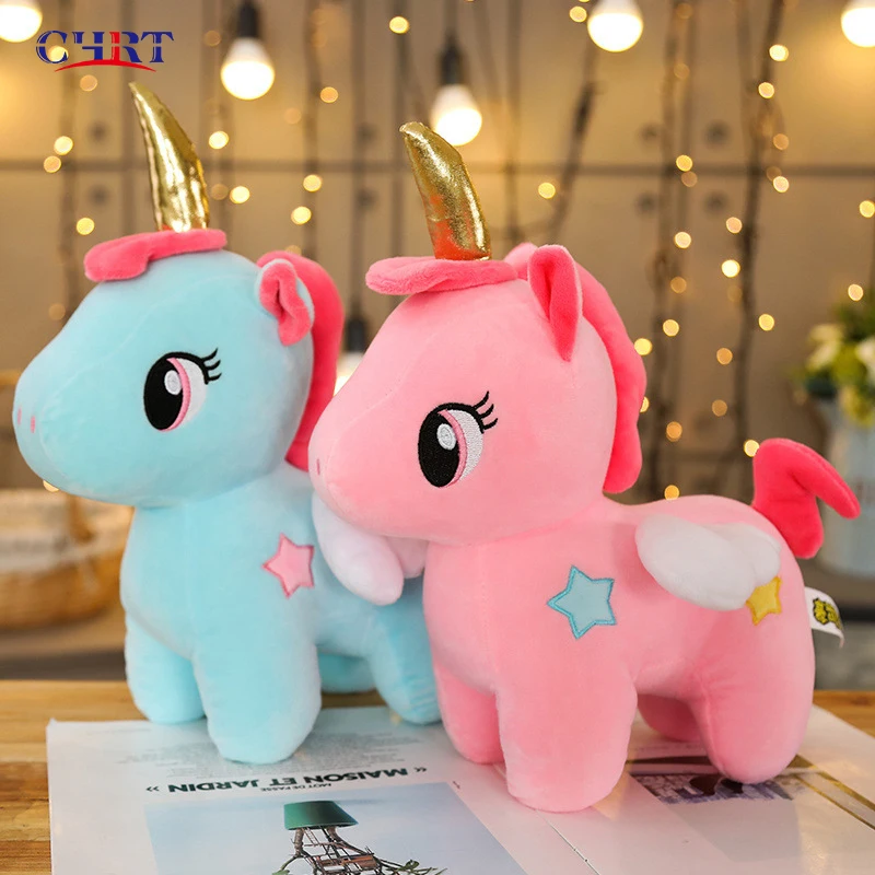 CHRT Pink Blue Cute Unicorn Plush Toy 10cm 20cm 25cm 30cm 40cm Kids Room Decor Stuffed Animal Unicorn Toys