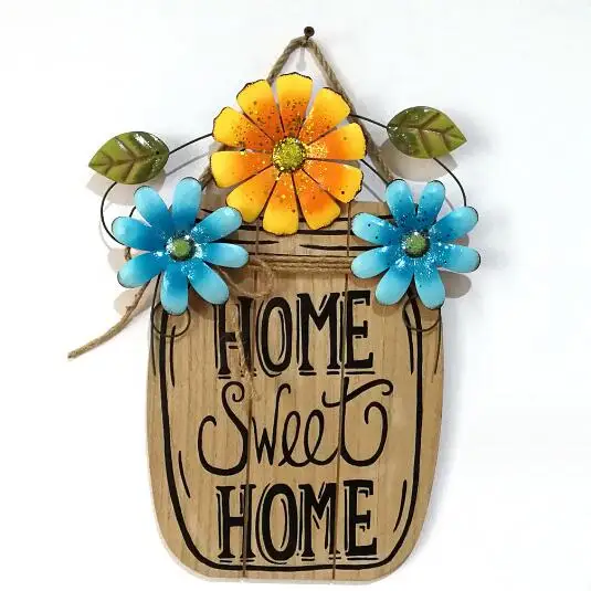 Wooden Easter craft gift flower basket hanging board