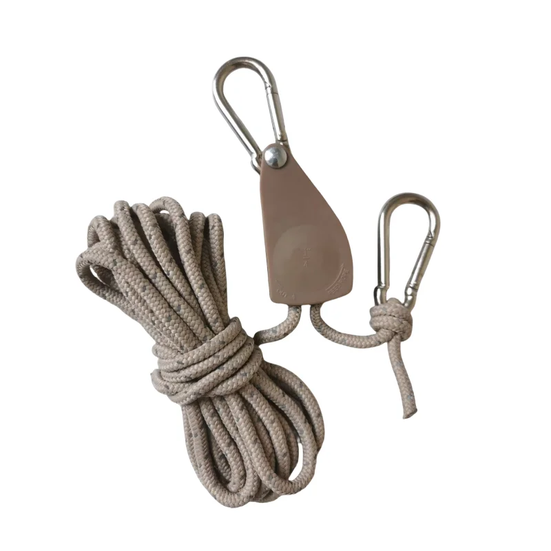 one-way self-locking pulley lifting rope double hook luggage rack binding rope tensioner tent ratchet reflective guyline camping