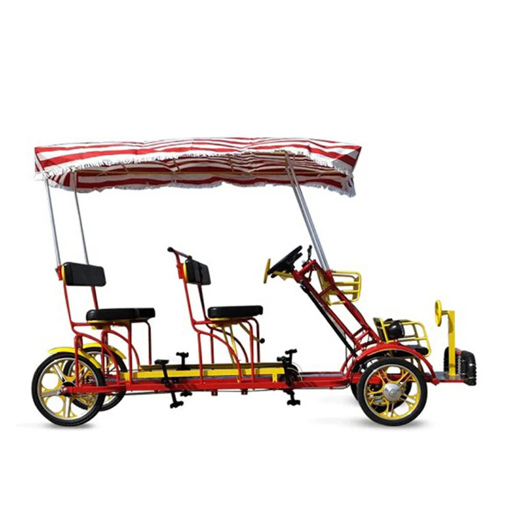 26 Inches Alloy Folding tandem Bike 4 Wheel Adult Pedal Bicycle Seater Quadricycle
