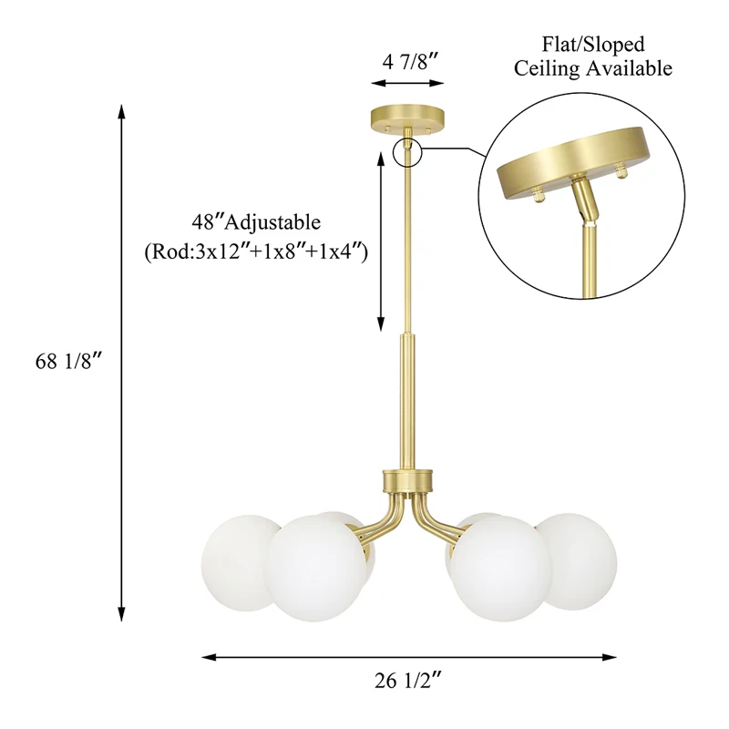 Globe Chandelier 6 Light Modern Stain Brass Chandelier Light Fixtures Pendant Light Chandeliers