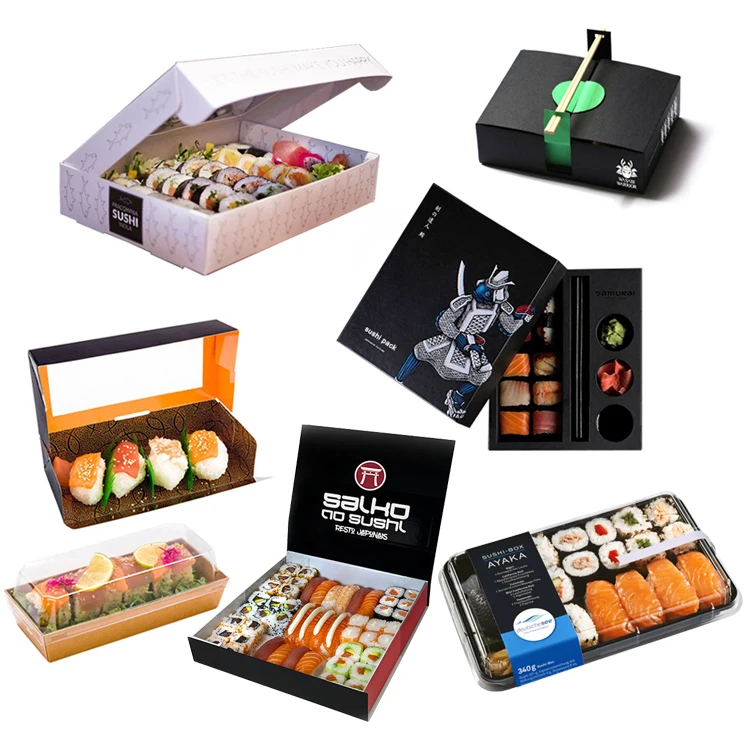 Custom Logo White Card Board Eco Biodegradable Kraft Lunch Takeout Box Paper Take Away Food Packaging Sushi Togo Box