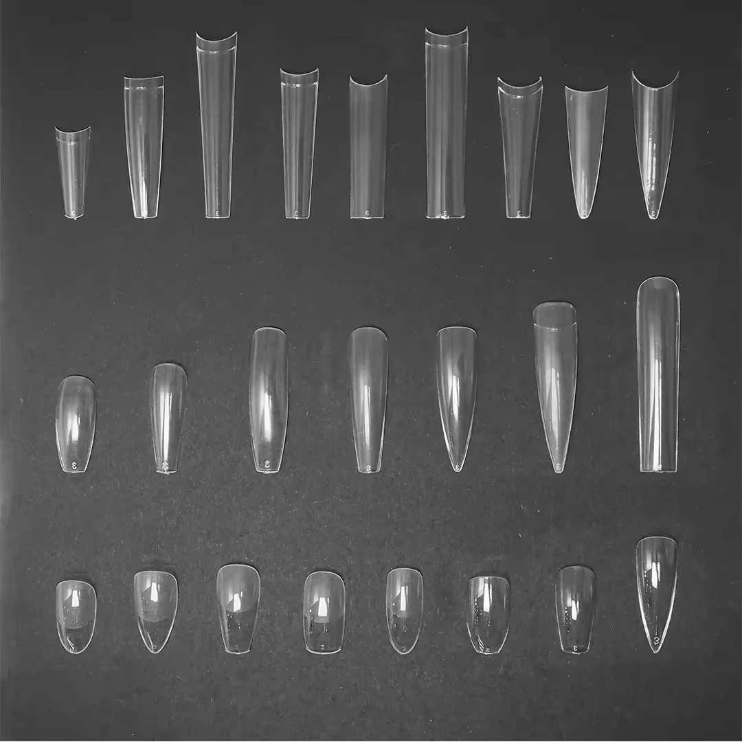 ABS XXXL XXL  No C Curve extra Long Short semi matte Clear Natural Half Full cover Ballerina Coffin Stiletto nail art tip
