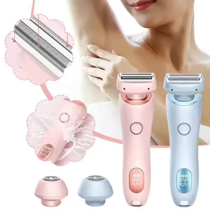 2-in-1 Rechargeable Bikini Hair Removal Device Face Shaver Painless Lady Body Epilator With LCD Display