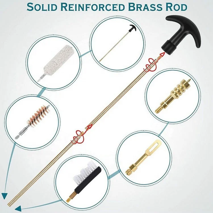 Gun Cleaning Kit Pulling Through Cleaner Bore Snake Rope Handgun Cleaning Brush Brass jag with Portable Case