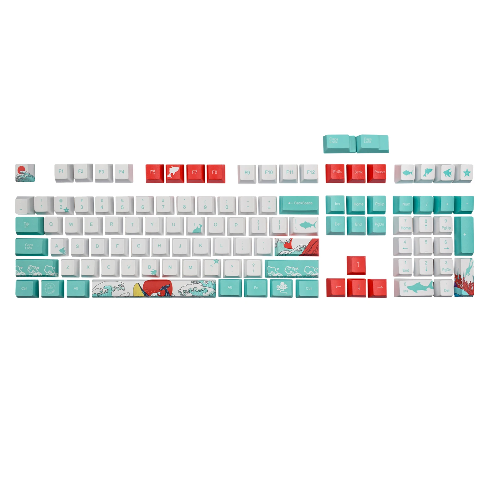 
110 keys Mechanische Toetsenbord Coral Sea Keycap dz60/poker/GK61/GK64 Dye sublimation pbt Keycap 