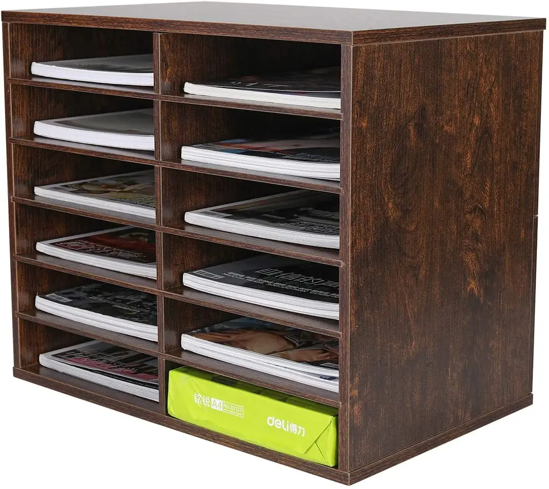 PAG School 12 Compartments 6 Layers Wooden Magazine letter storage cabinet desktop office cabinet