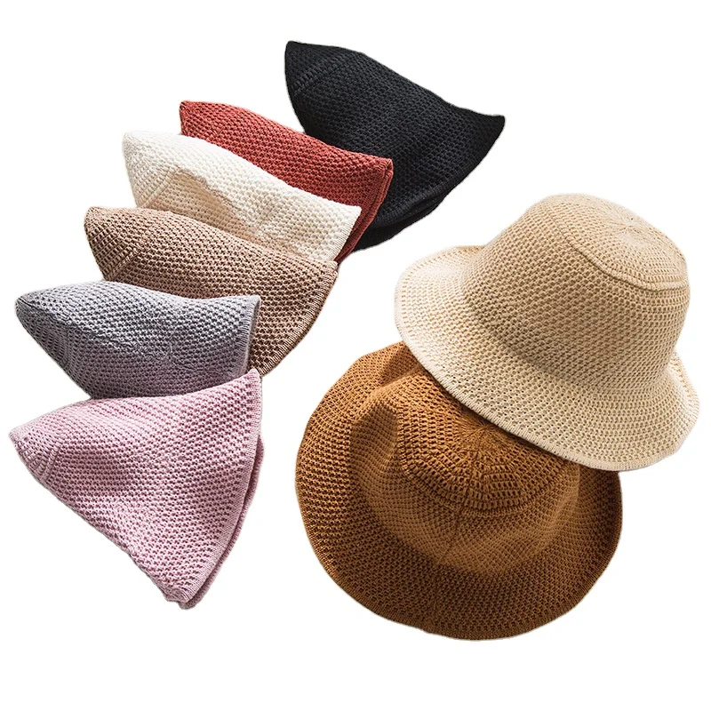
Straw lady beach hat solid color basin woven sun hat 