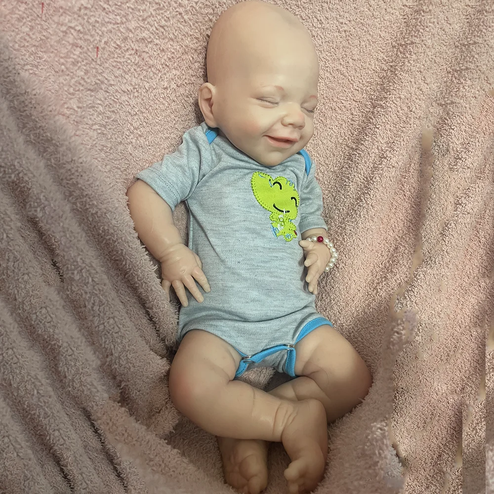 Smily D Type Soft 17.5 Inch 44Cm Full Solid Silicone Sleepy Closed Eyes Reborn Baby Girl For Small Kids Toy 2.8Kg 6.1Lbs Weight