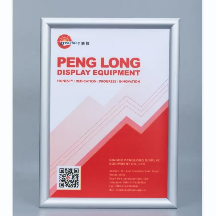 25mm profile silver anodized snap frame aluminum click open A0/A1/A2/A3/A4/A5 picture photo frame for advertising