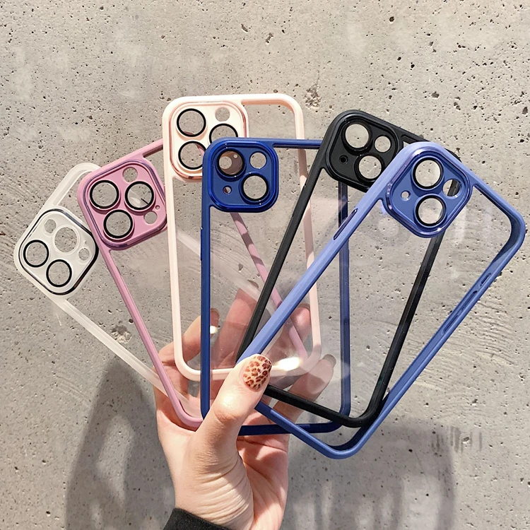 HD clear camera metal lens protection shockproof phone case for iphone 11/12/13