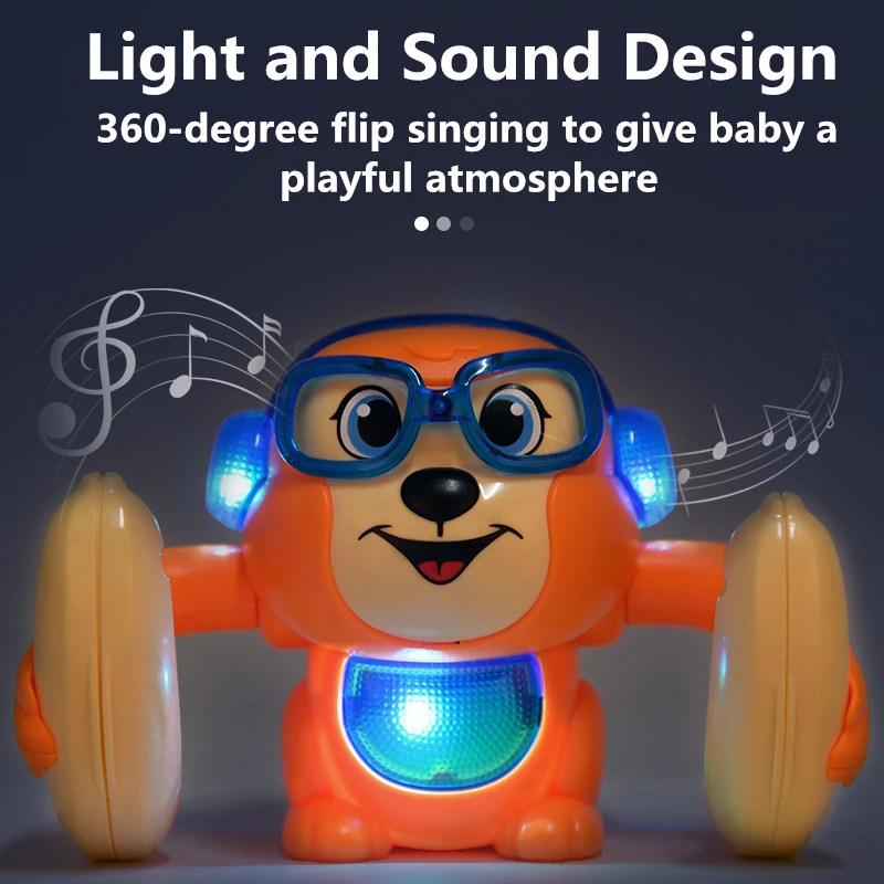 
Wholesale Cartoon small toys for kids wild animal toy sound activated rubber tumbling monkey 