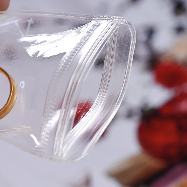 Hot sale custom small frosted EVA slider bag plastic jewelry accessories packaging zip lock bags with gold logo