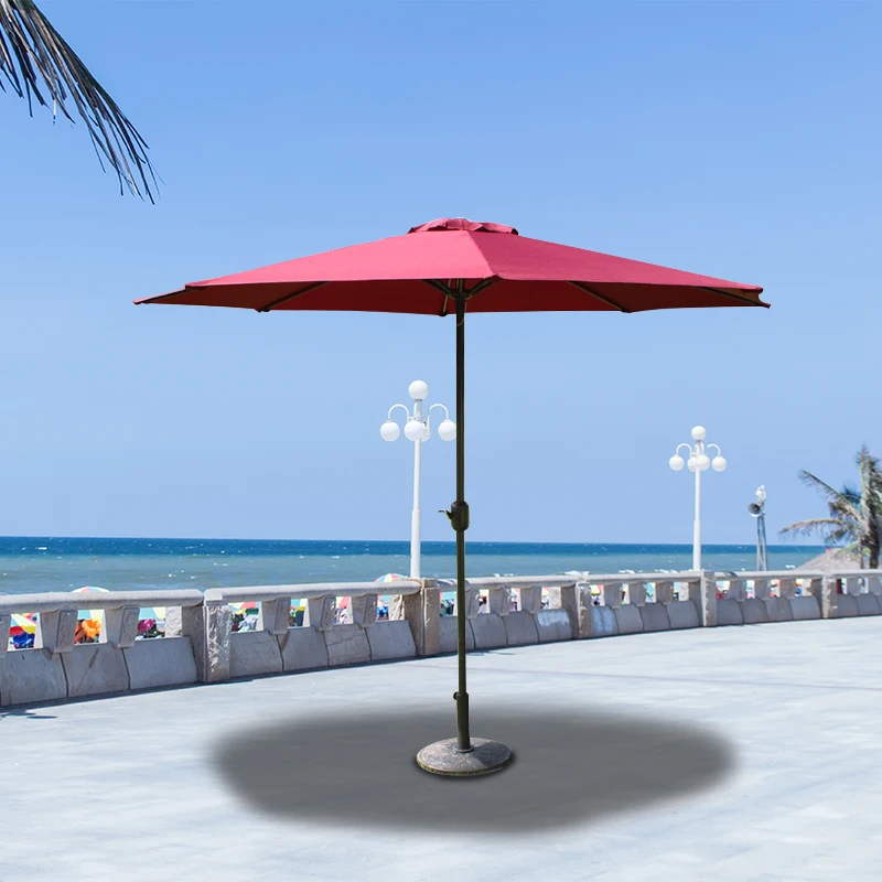 Outdoor Sunshade Parasol  Handstick Umbrella Used For Cafe Security kiosk Beach Irons Center Pole Umbrella Patio Garden Parasol